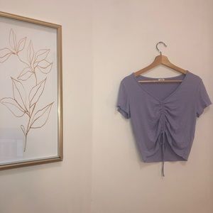 Purple crop top with draw string in front